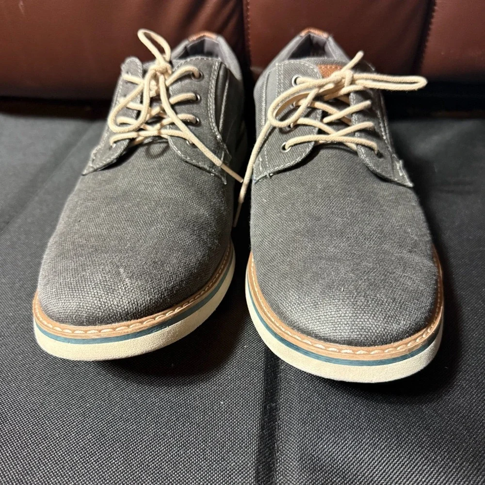 Nunn Bush Barclay‎ Canvas Oxford Shoes Mens 13 Gunmetal Gray Casual Lace Up